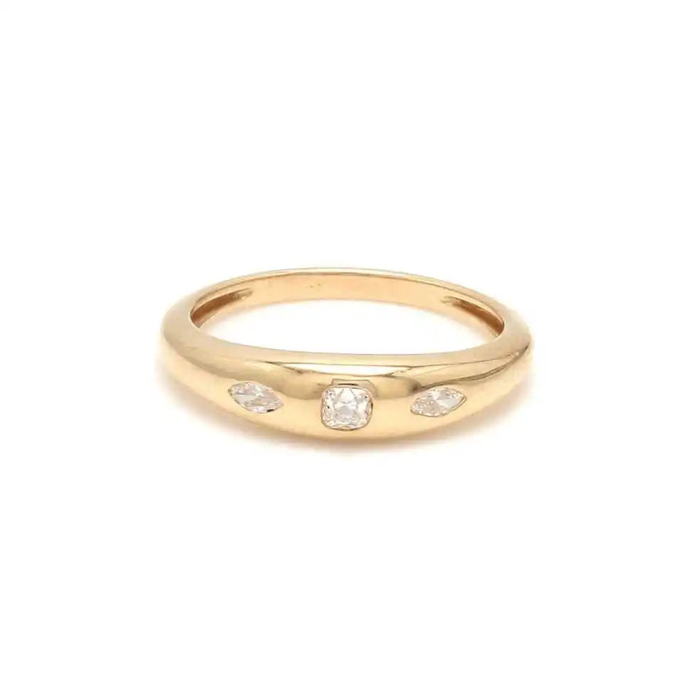 Fine Jewelry Luxury Diamond Rings 14k Gold Rhodium Plated Karat Certified Chunky Design Women's Bridal Accessories High End