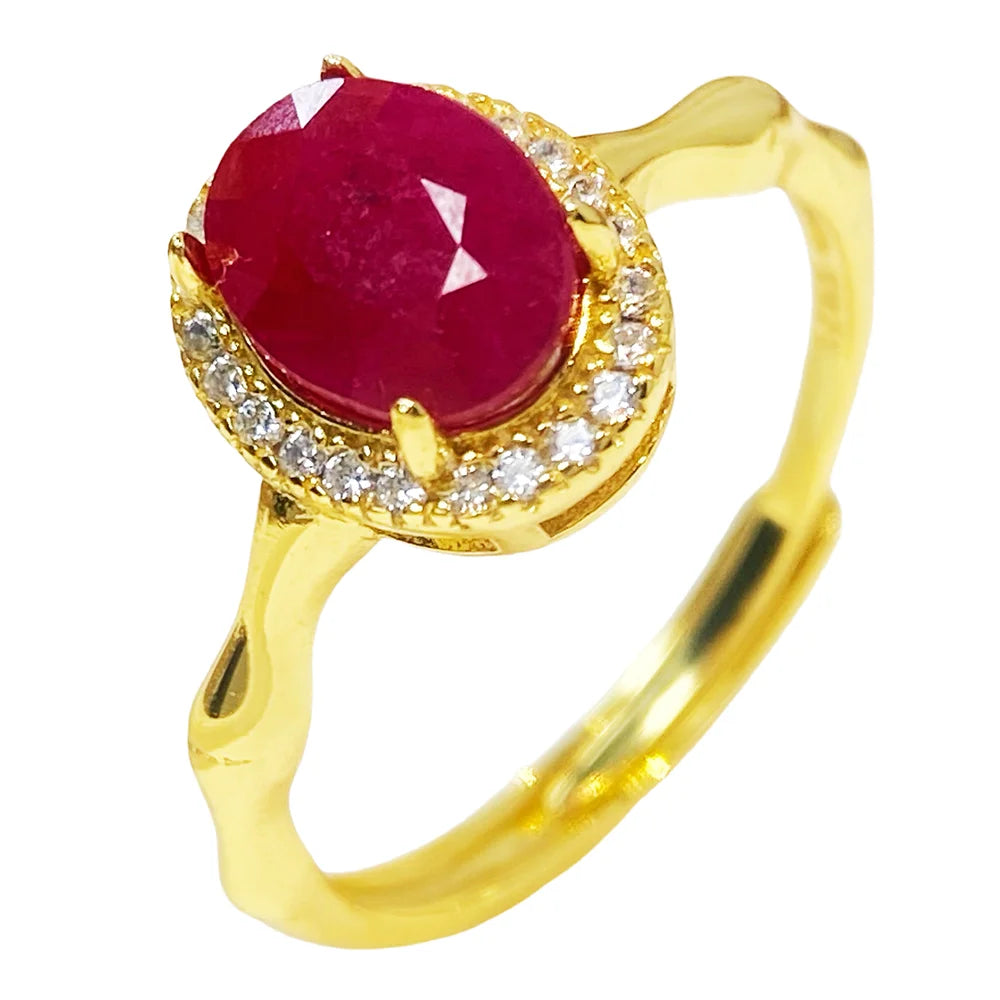 Gioiellieri Gold & Rhodium Plated Gemstone Ring Natural Ruby Prong Setting Certified Engagement Wedding Anniversary Party Gift Everyday Wear