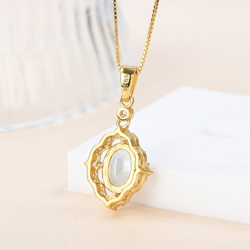 Gioiellieri Handmade Rhodium Plated 925 Sterling Silver Natural Topaz Pendant Claw Setting Purple Crystal Healing Stone Necklace Women's