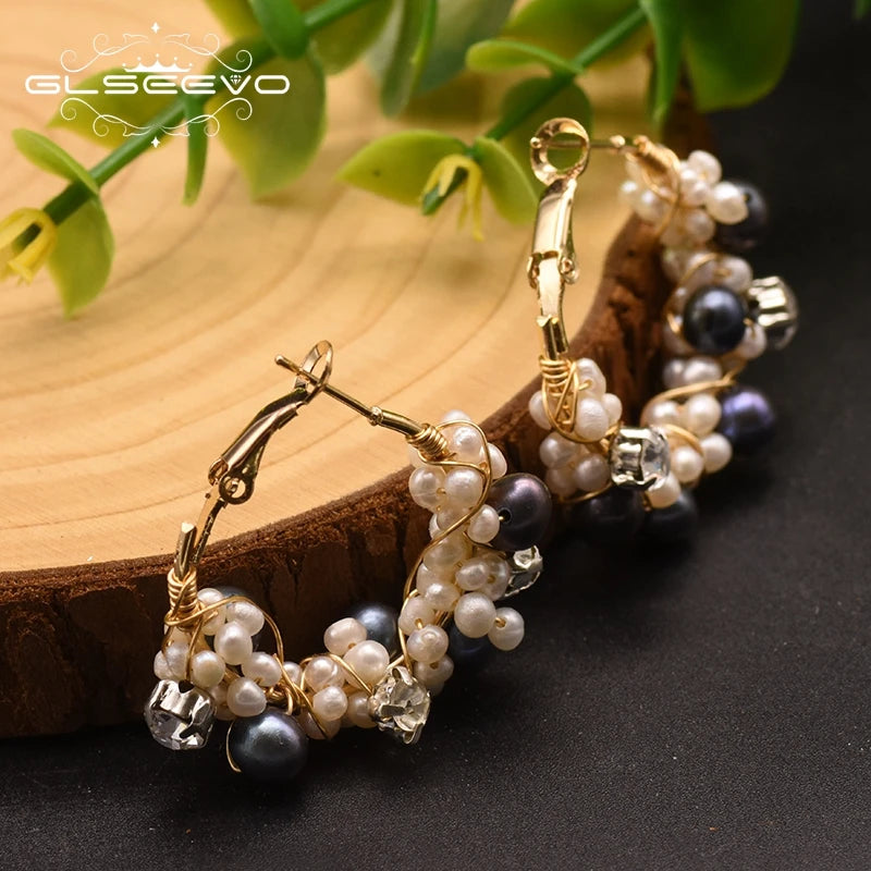 100% Natural Fresh Water Pearl Hoop Earrings for Women Engagement Birthday Luxury Jewelry Pendientes Mujer Earrings Bulk
