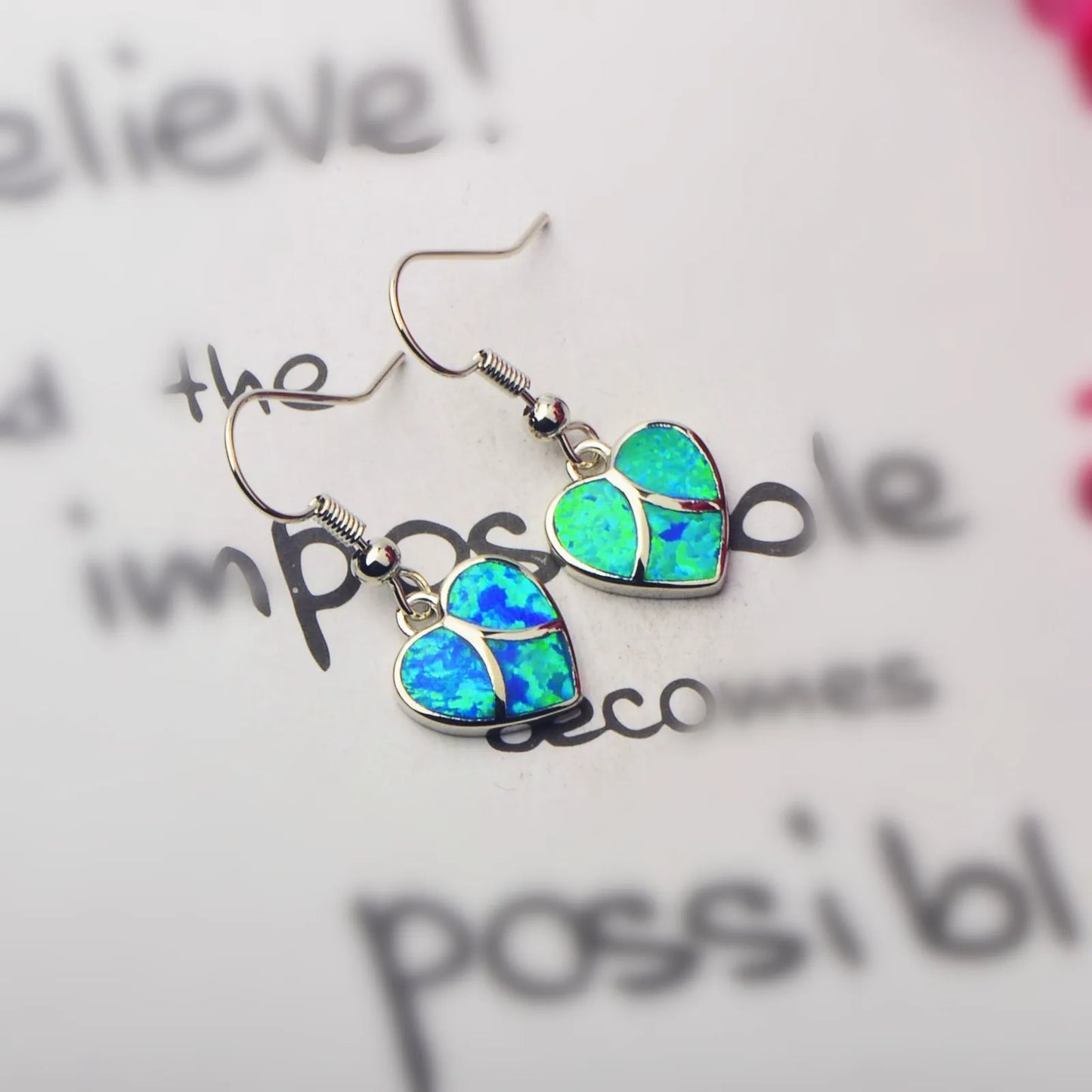 Aobao TikTok Viral Opal Heart Earrings | Purple Crystal Accent Silver Plated Women's Engagement Jewelry-Trendy Bulk
