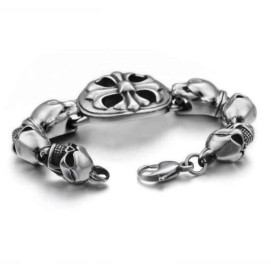 KALEN Personality Punk Skeleton and Dog Head Stainless Men's Bracelet