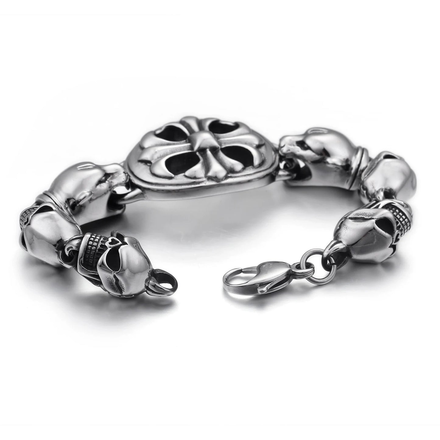 KALEN Personality Punk Skeleton and Dog Head Stainless Men's Bracelet