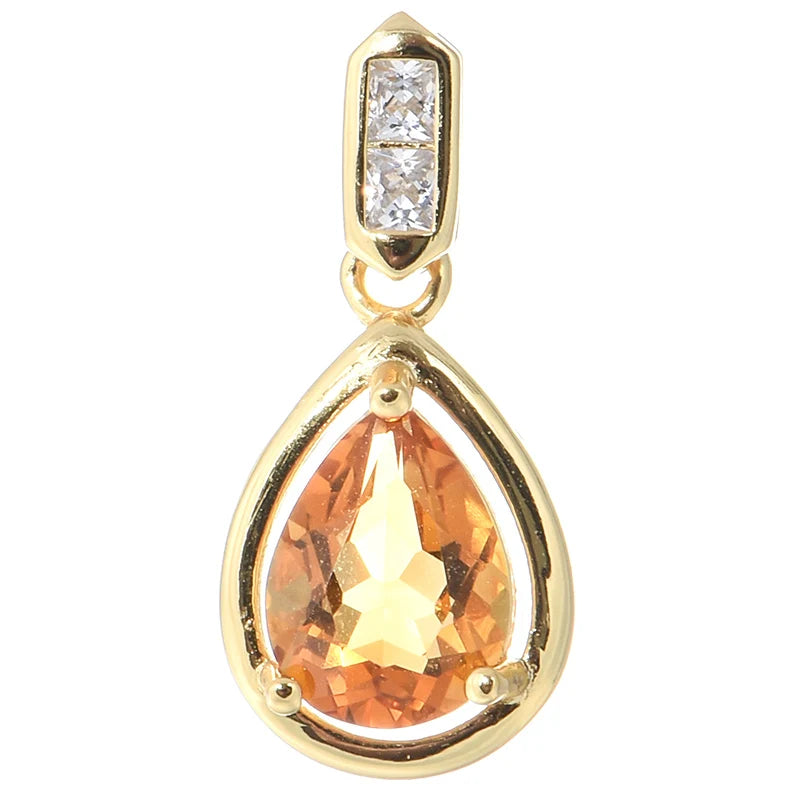 Gioiellieri Factory Supply High Quality 925 Sterling Silver Women's Natural Citrine Choker Pendant Necklace Rhodium Plated Luxury Everyday