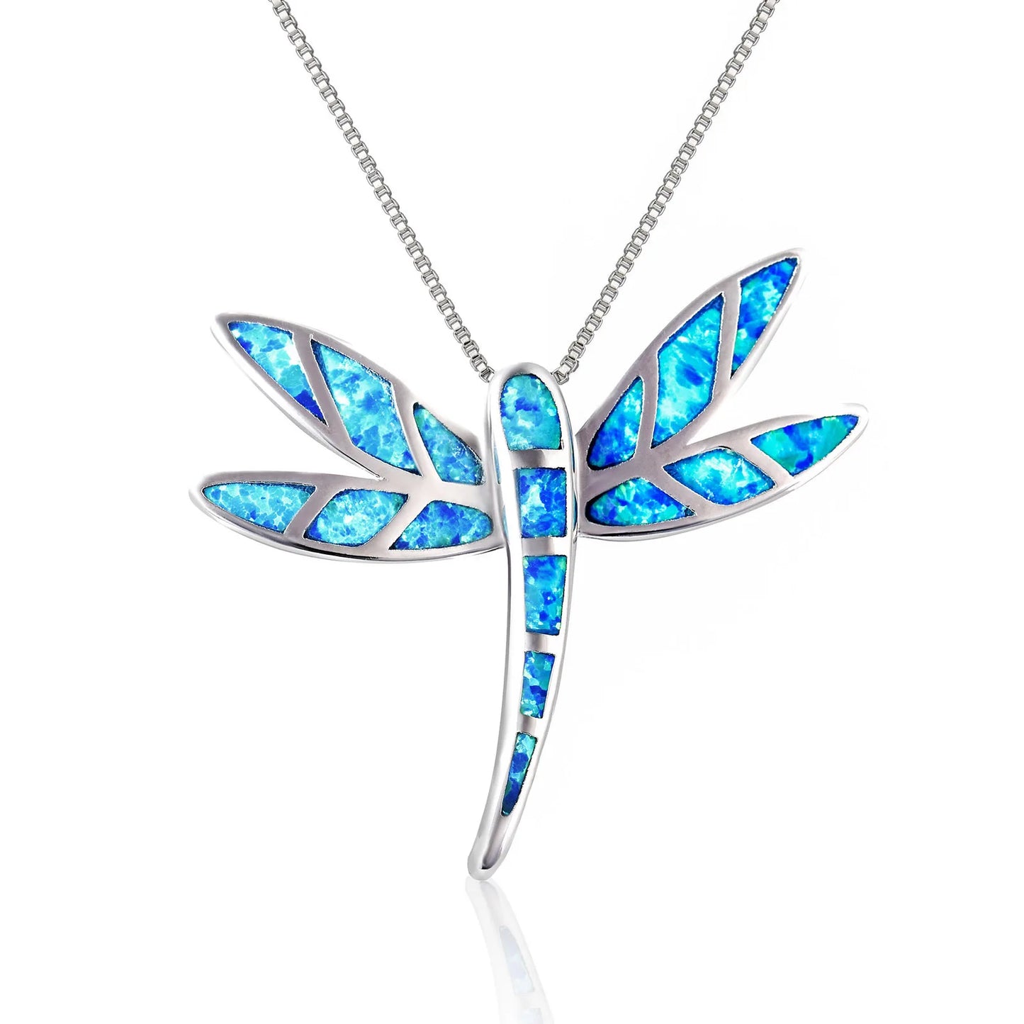 Aobao Dragonfly Necklace, Small Dragonfly Pendant Jewelry Wholesale with Opal Inlay