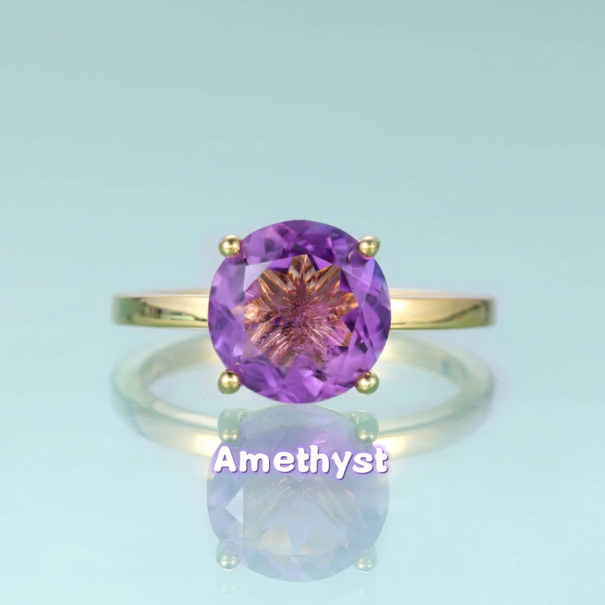 Gemfiori KH073 Abiding Direct Sale Women Jewelry 4 Claw 9MM Big Gemstone 925 Sterling Silver Gold Plated Solitaire Rings
