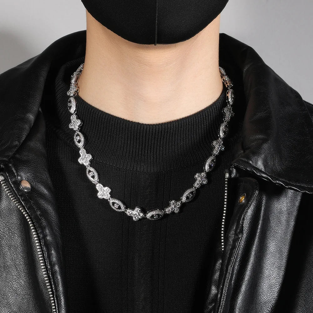 Luxury Zircon Tennis Necklace 20inch Dainty Jewelry Evil Eye Necklace Hip-hop Sweater Chain Necklace