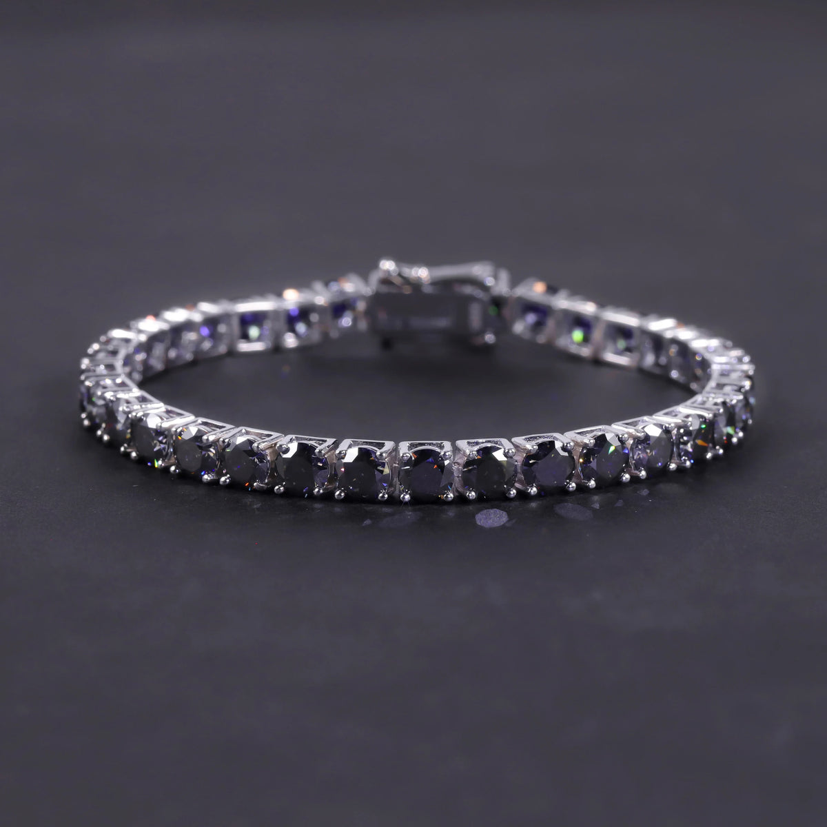 Gemfiori Abiding Colored Moissanite 3mm 4mm 5mm 925 Sterling Silver Tennis Bracelet 4MM 7IN Moissanite Tennis Bracelet in Stock