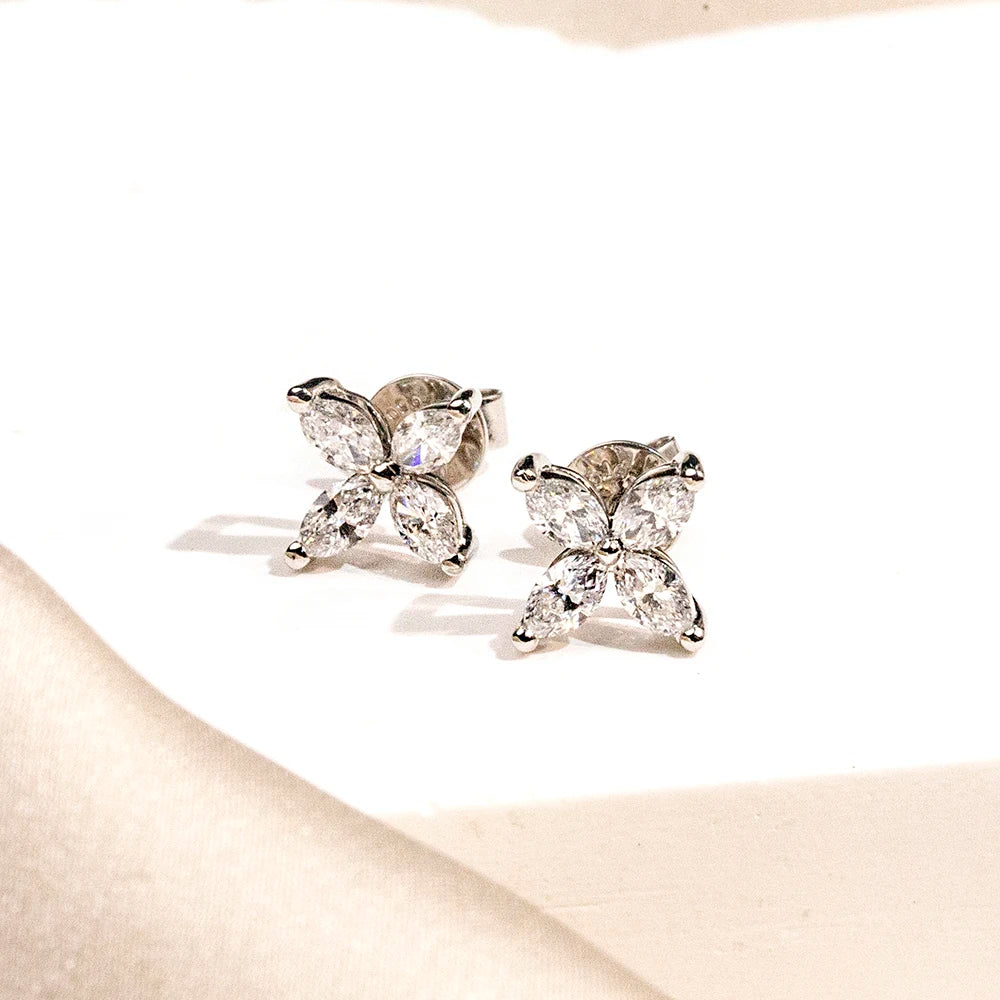 Gemfiori MSE-704 9K Solid Gold 2.5*5MM Marquise Lab Grown Diamond Emerald Cut Solitaire Earring Hop Sale Gold Gemfiori Price