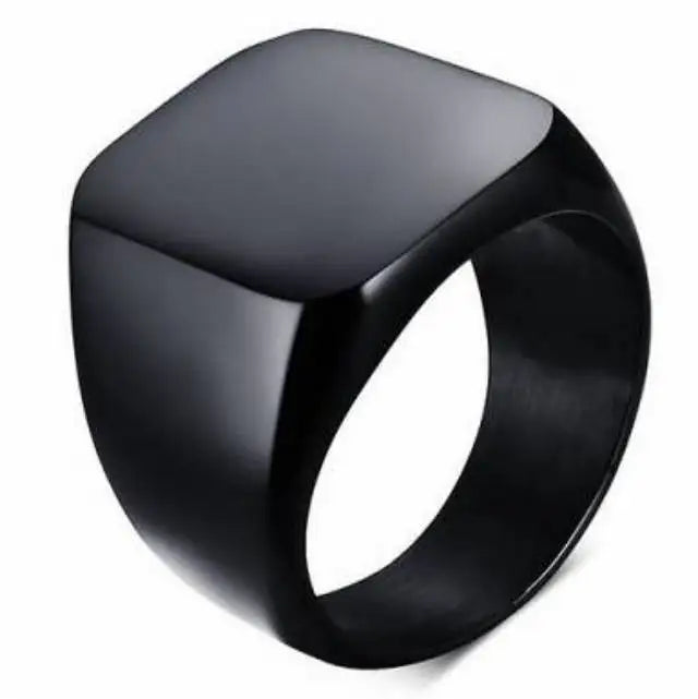 REBEL Fashion Stainless Steel Jewelry Polish 18k Gold Plated Stainless Steel Ring Mens Simple Plain Steel Black Ring Price