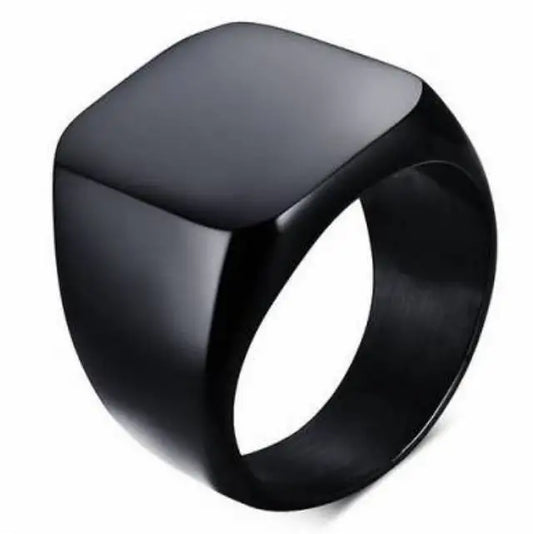 REBEL Fashion Stainless Steel Jewelry Polish 18k Gold Plated Stainless Steel Ring Mens Simple Plain Steel Black Ring Price