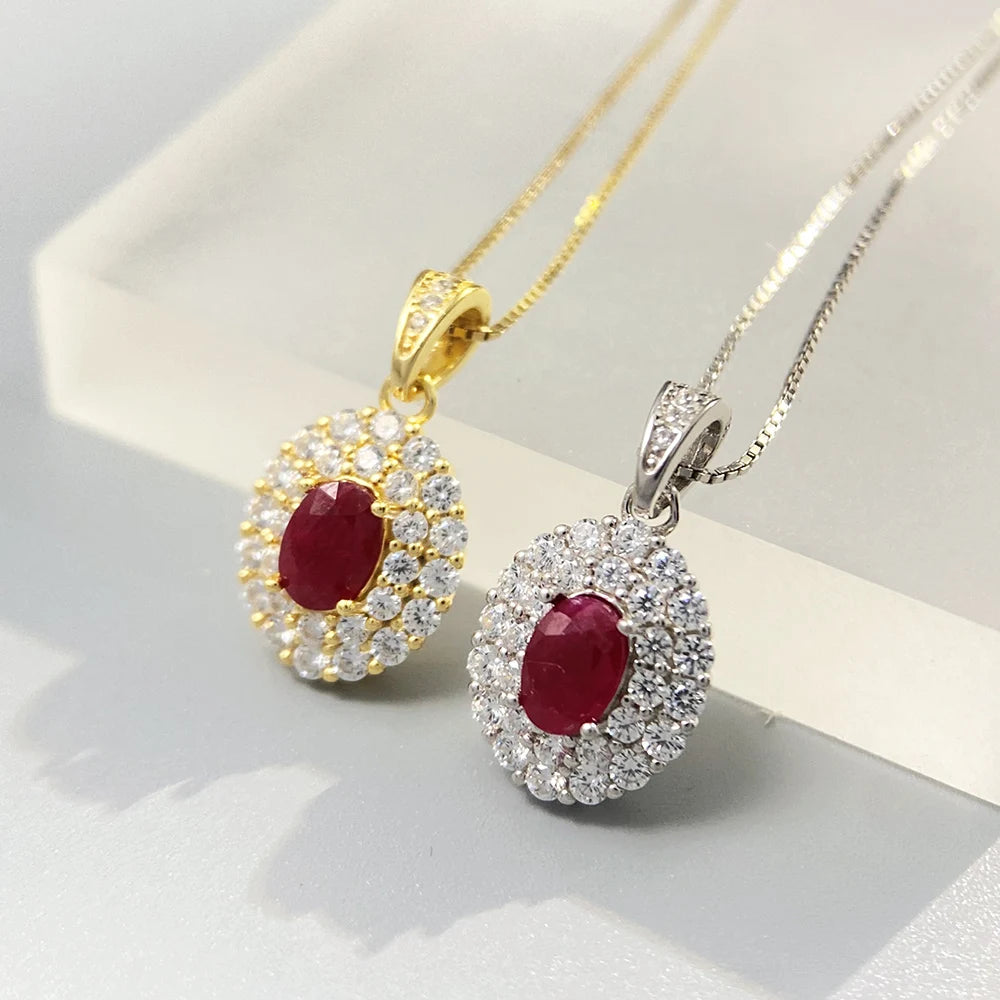 Gioiellieri Heart Ruby Pendant with Natural Red Gemstone for Women 925 Sterling Silver July Birthstone Fine Jewelry Romantic Anniversary
