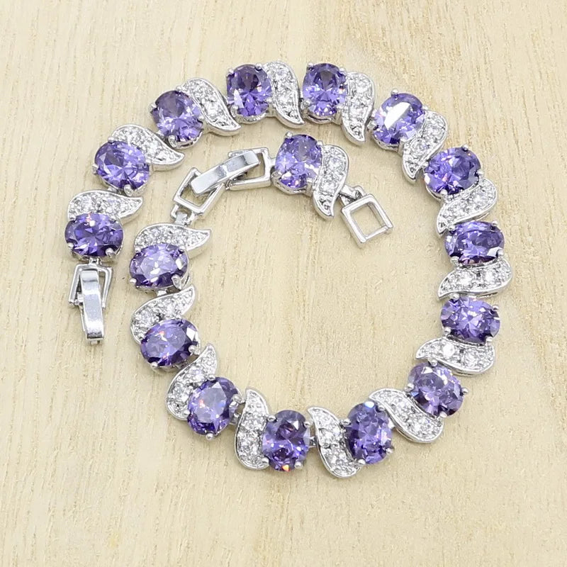 XOTICA Customizable 925 Silver Jewelry Sets for Women Bridal Wedding Zircon Earrings Pendant Necklace Ring Bracelet for Gift