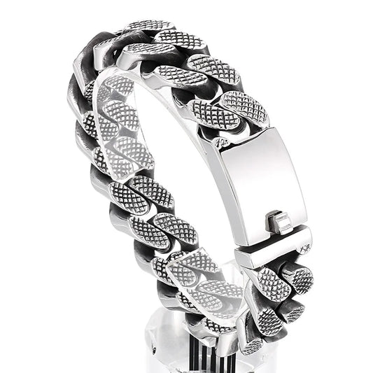 KALEN Trendy Fine Jewelry Fashion Bracelets Men Stainless Steel Tire Mark Cuban Links Bangle Bracelet