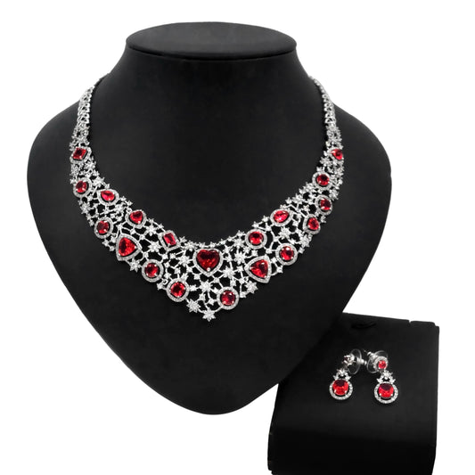 Zhuerrui Crystal Trendy Bangle Earrings Necklace Ring Jewelry Sets for Women Nigerian Wedding Bridal Accessories HG2101120