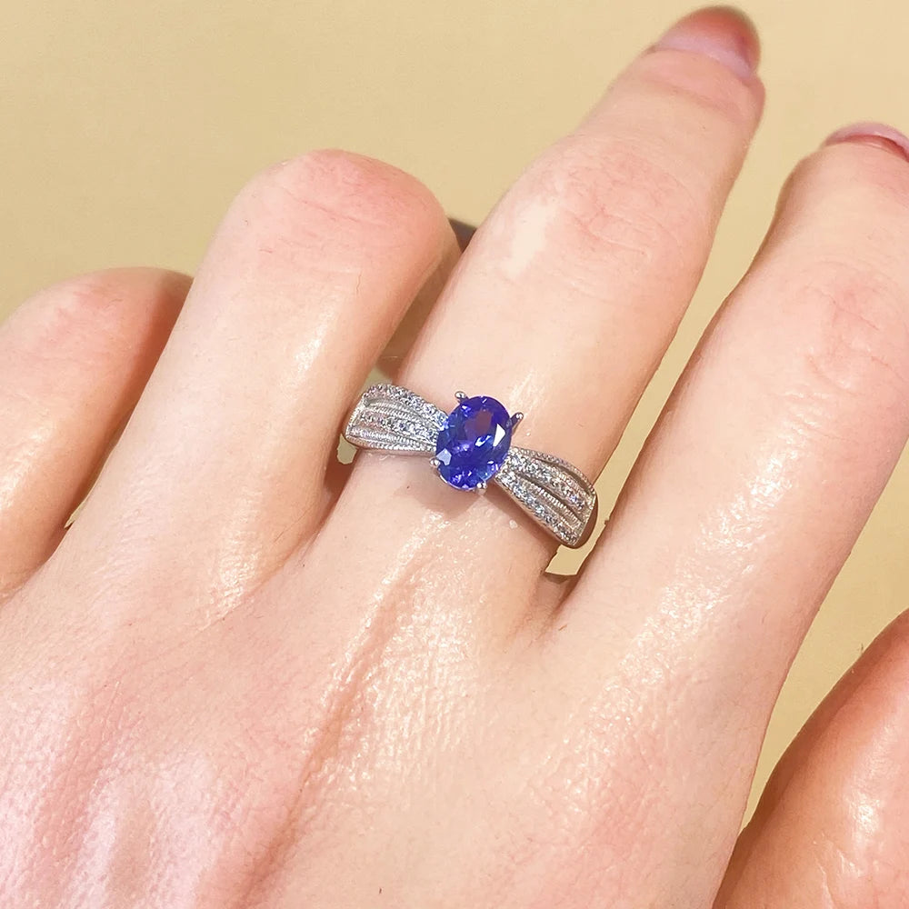 Gioiellieri Fashion Jewelry Rings Natural Tanzanite Classic Party Style for Women Low Price 925 Silver Gold Plated
