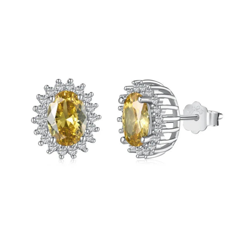 Gioiellieri S925 Sterling Silver Sunflower Round Cut Zircon Necklace Earrings Jewelry Set | Classic Sunflower 2-Piece Set for Women