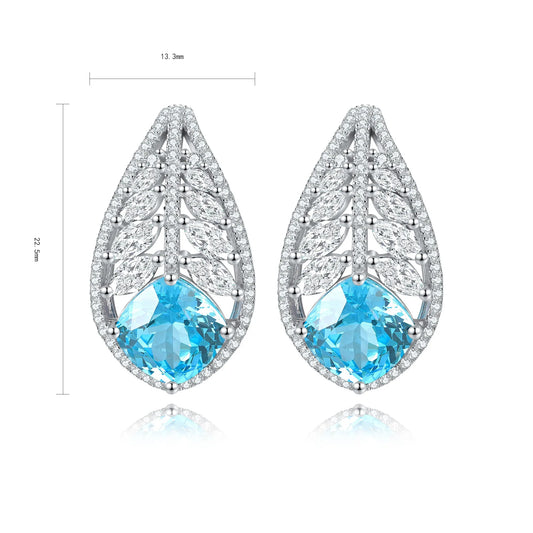 Gemfiori Anster High Quality S925 Lab Grown Paraiba Earring Stud Dainty Gemstone Stud Earrings for Women Daily Wear Gift