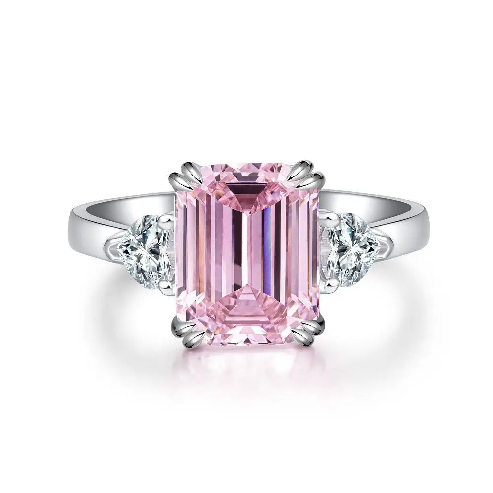 Wholesale Waterproof 5A 8A Pink Cubic Zirconia Rings 925 Sterling Silver OEM ODM Custom Factory Direct Ring Jewelry Manufacturer