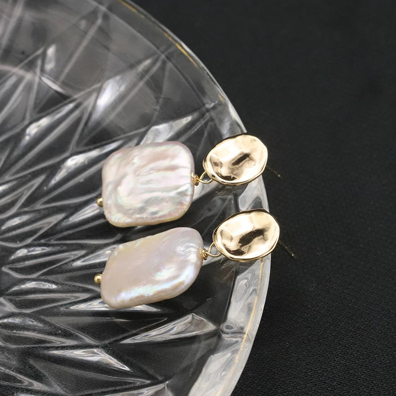 New Jewelry Natural Freshwater Baroque Pearl  Earrings 18K Gold Plated Jewelry Korean Designer Jewelry Earrings Wholesale Bulk
