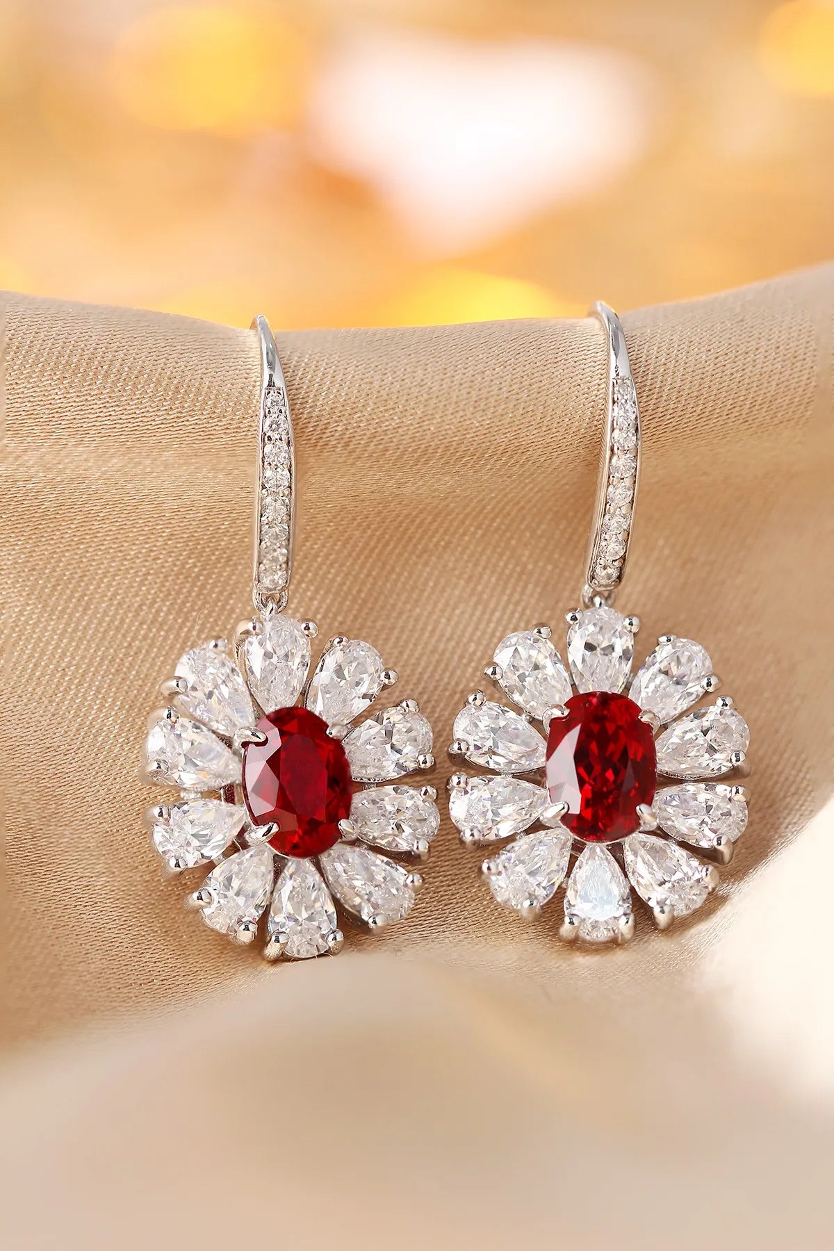 Gemfiori Anster High Quality S925 Lab Grown Ruby Earring Stud Dainty Gemstone Stud Earrings for Women Daily Wear Gift