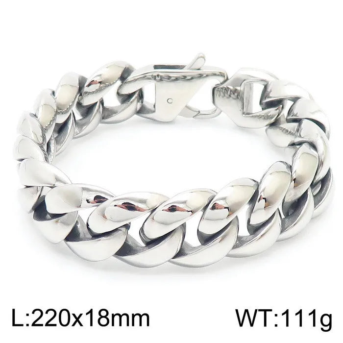 KALEN Fine Jewelry Fashion Bracelets Men Stainless Steel Polished Classic Cuban Links Bracelet Bangle