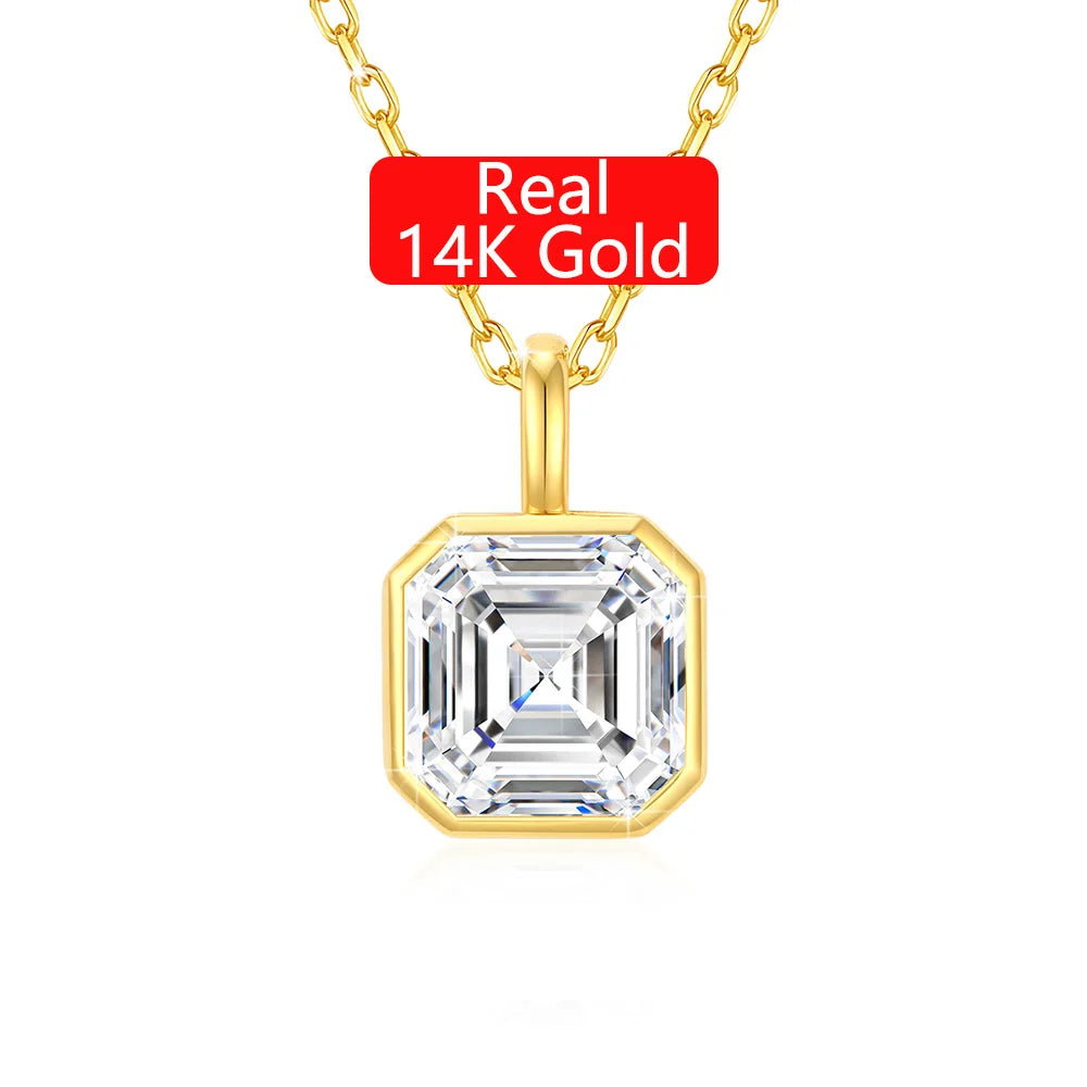 Gioiellieri Luxury Woman Fine Jewelry Engagement Wedding 2ct Asche Moissanite Diamond Pendant Hollow 14K Original Golden Jewelry