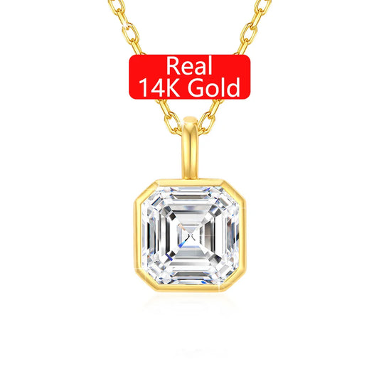 Gioiellieri Luxury Woman Fine Jewelry Engagement Wedding 2ct Asche Moissanite Diamond Pendant Hollow 14K Original Golden Jewelry