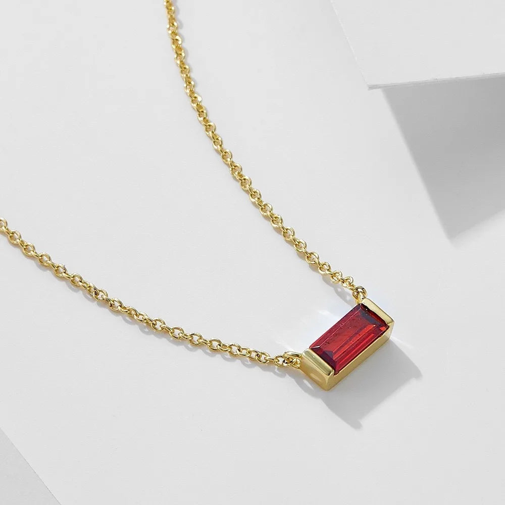 Women Girls 925 Sterling Silver Birthstone Necklace Gold Plated 12 Colors Cubic Zirconia Choker Jewelry Wholesale Manufacturer