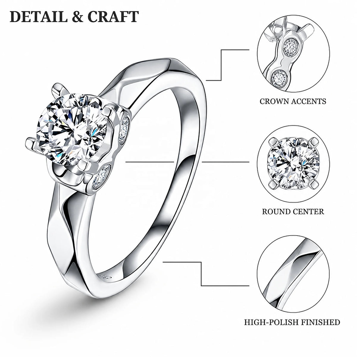 Gioiellieri IGI Certified D VVS1 VVS2 High Clarity Round Brilliant Lab Grown Diamond Ring 1CT 9K 10K 14K 18K Gold Women Fashion Ring