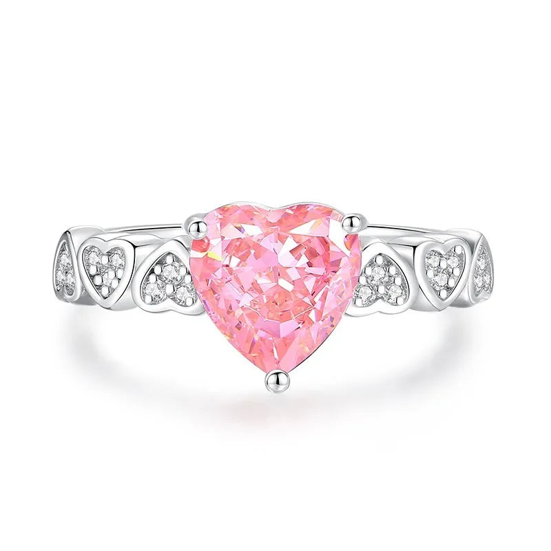 Wholesale Waterproof 5A 8A Pink Cubic Zirconia Rings 925 Sterling Silver OEM ODM Custom Factory Direct Ring Jewelry Manufacturer