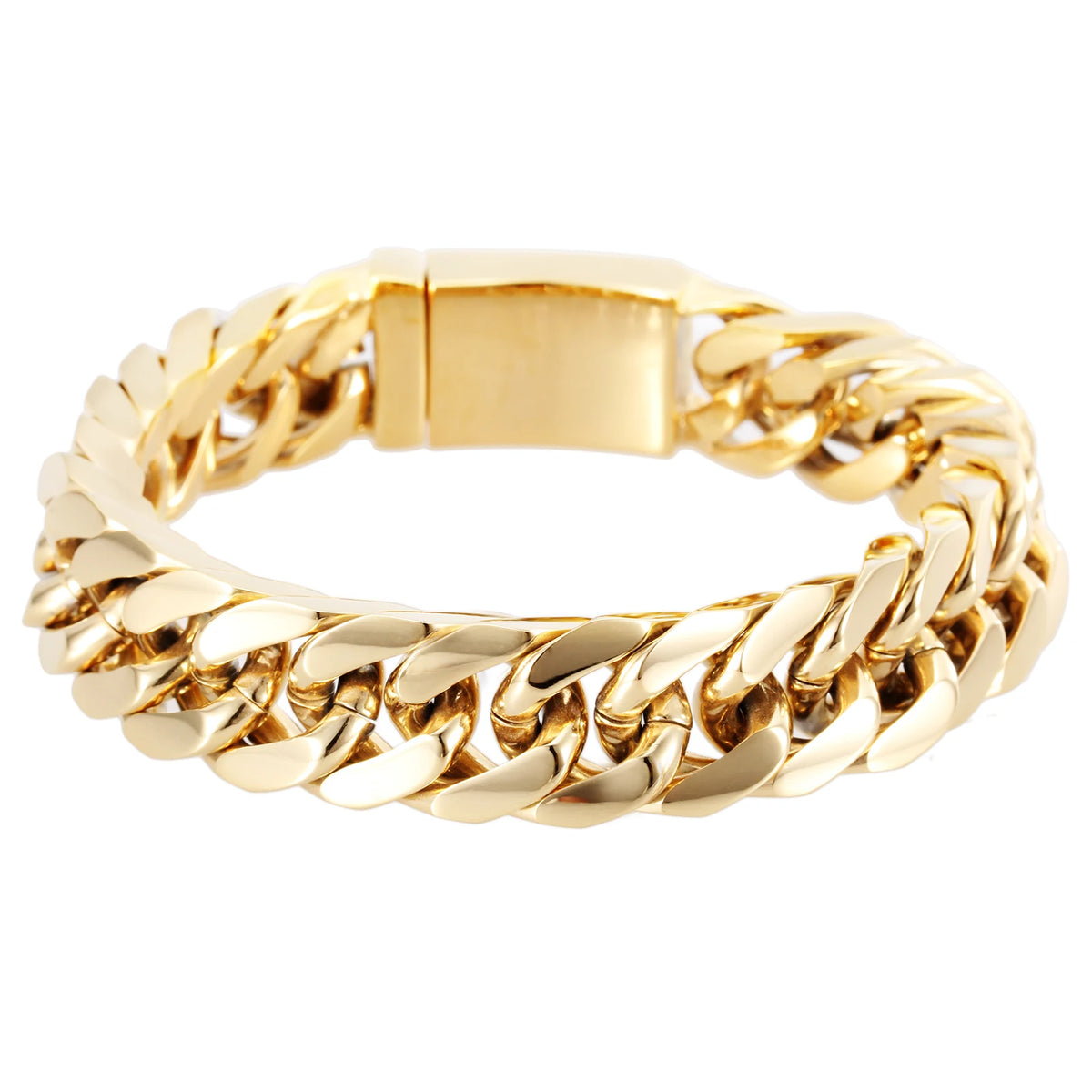 KALEN Men 215mm Polished Silver/Gold Stainless Steel Cuban Link Bracelets