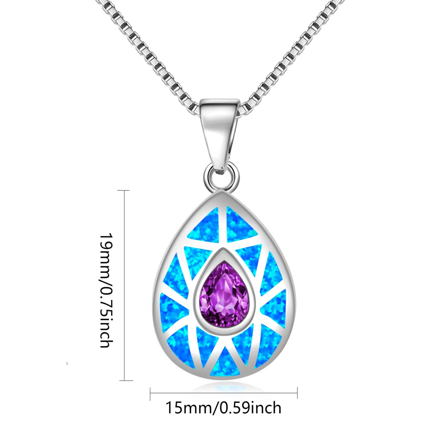 Aobao Silver Plated Copper Alloy Opal Christian Box Chain Minimalist Geometric Lariat Necklace-Gift