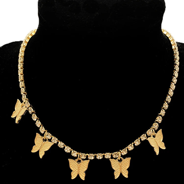 Wholesale Cuban Link Anklet Chain Anklet Butterfly Pendant Anklet for Women