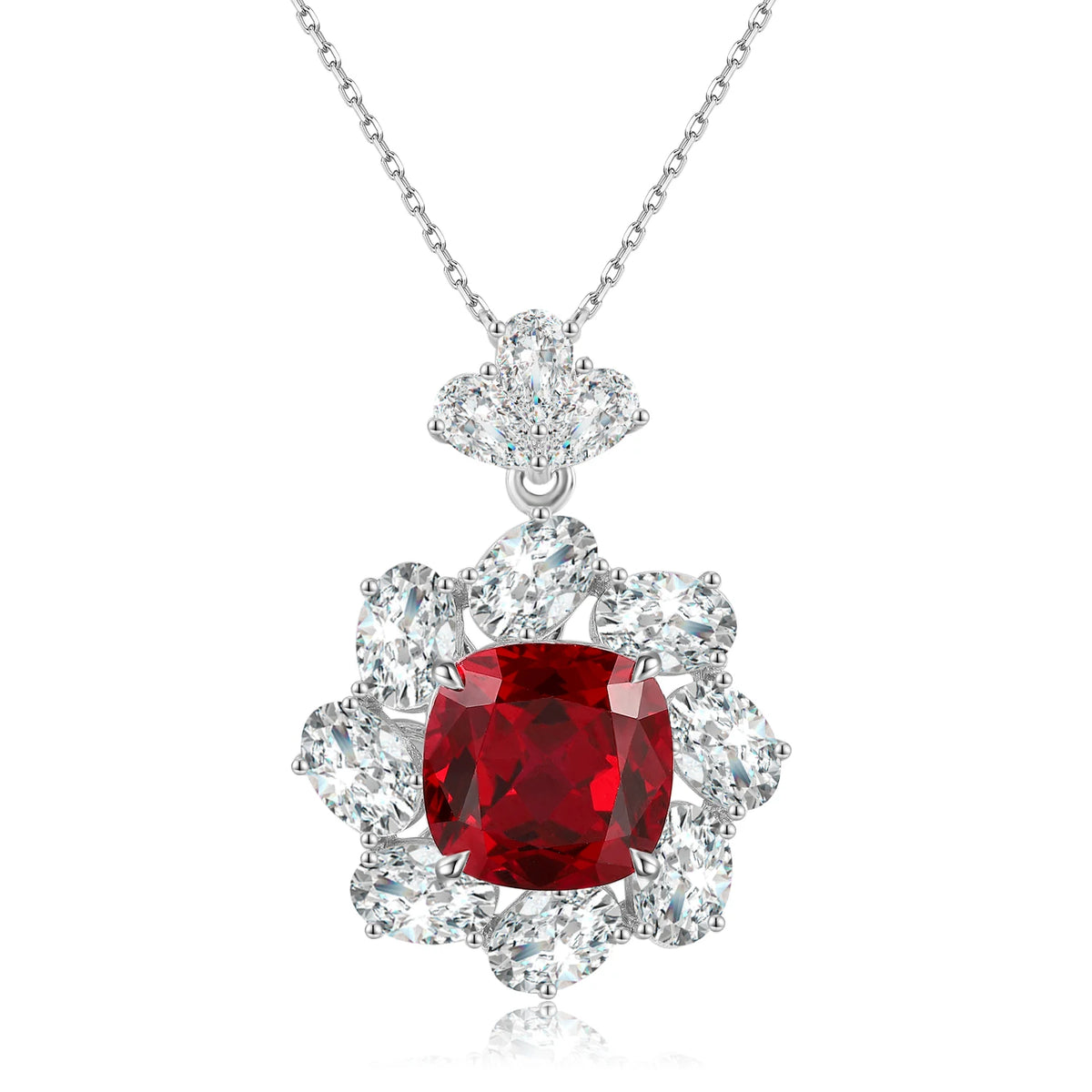 Gemfiori Anster 925 Sterling Silver High-quality Cultivated Ruby Necklace - Suitable for Parties or As a Gift