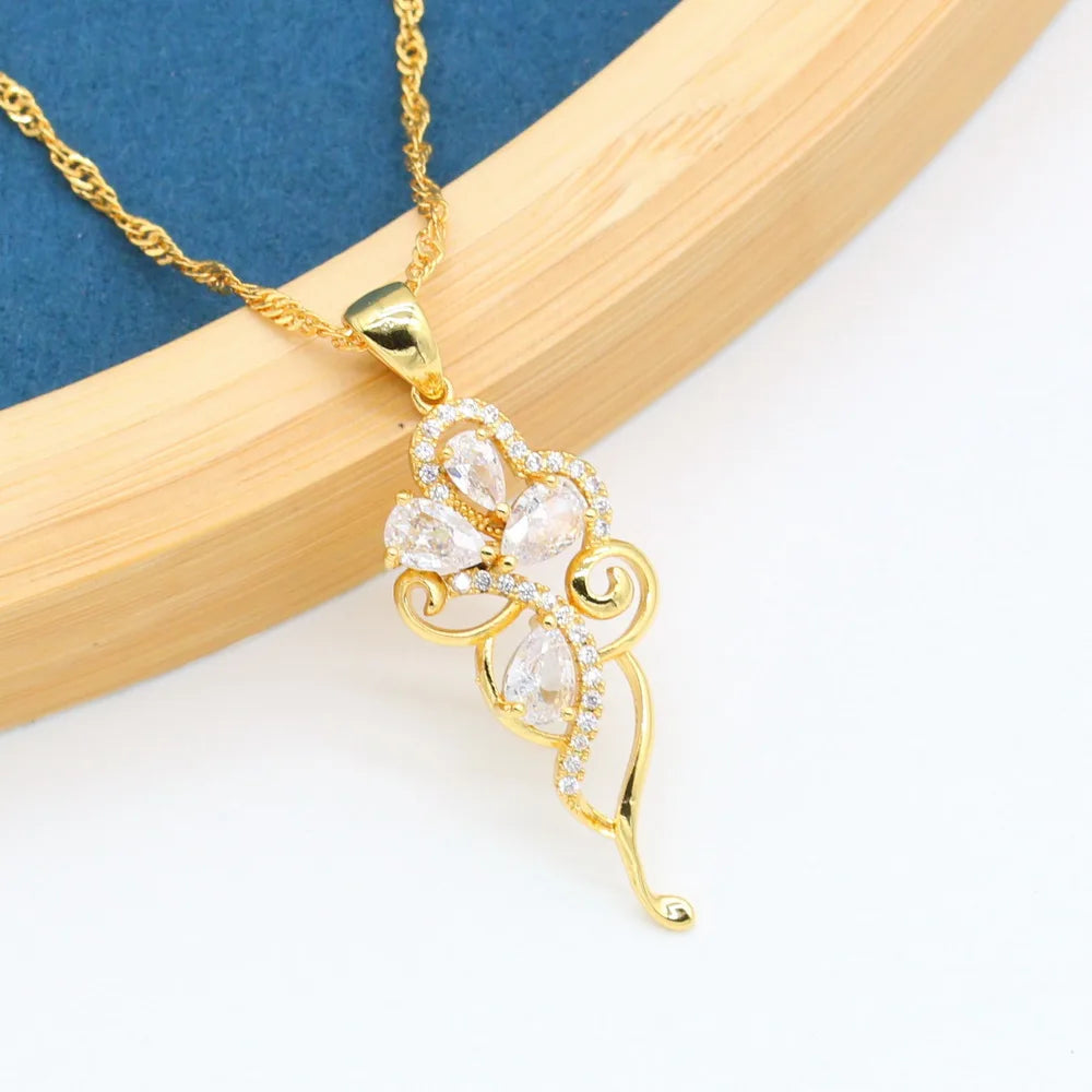 XOTICA Gold Wedding Jewelry Set for Women Bracelet Earrings Necklace Ring White Zirconia for Engagement Bridal Party Birthday Gift