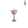 ASTM F136 Titanium 16G Internal Thread Zircon Inlay Labret Flat Back Lobe Helix Tragus Moon Cross Earrings Piercing Jewelry