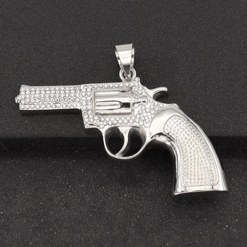 BiG-BOSS 18K Gold Plated Stainless Steel Jewelry TikTok Hot Sale Gun Weapon Pendant Fashion Style Single Pack Included