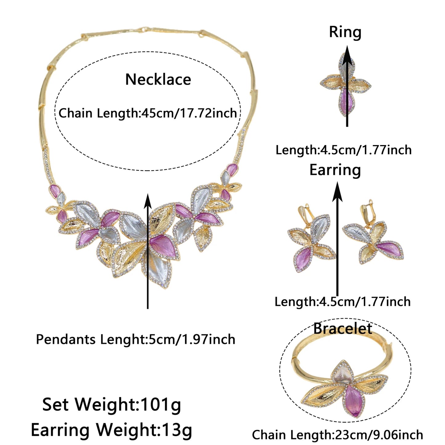 Zhuerrui Fashion Elegant Jewelry Set New Diamond Inlaid Gemstone Flowers Girl's Coming-of-age Bride Wedding BraceletHN2400914