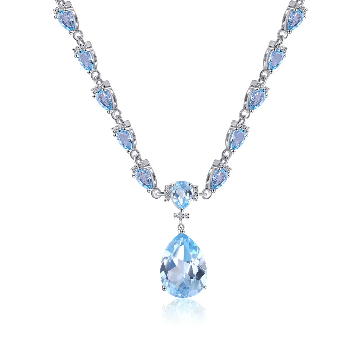 ArtistA C7788 Abiding High End Designer Style Luxury 925 Sterling Silver Natural Sky Blue Topaz Necklace Earrings Jewelry Sets