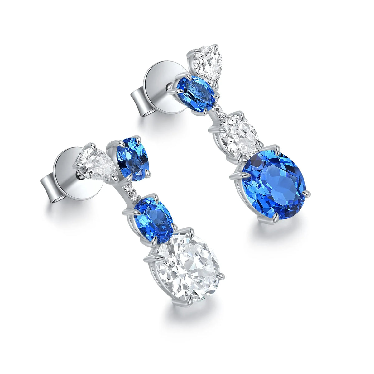 Gemfiori Anster High Quality S925 Lab Grown Cobalt Spinel Earring Stud Dainty Gemstone Stud Earrings for Women Daily Wear Gift