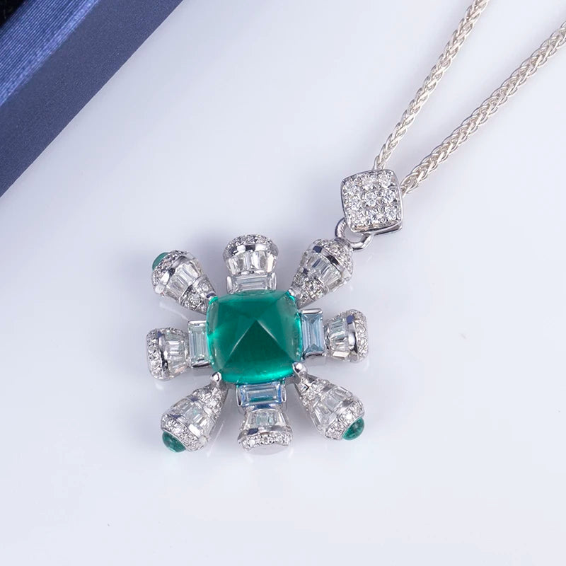 Messi Jewelry  925sliver Moissanite  Lab Emerald Pendant Best  Birthday Gift for Women