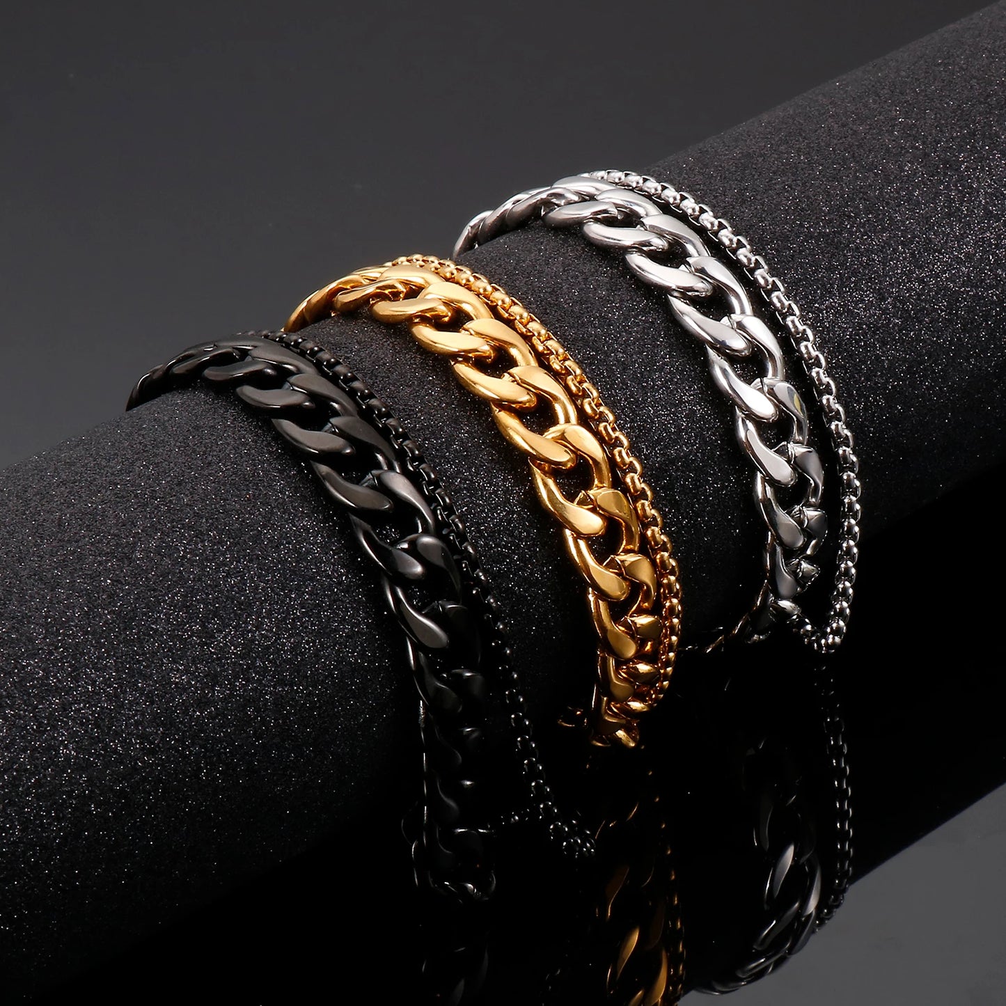 KALEN Simple Atmospheric Double Chain Bracelet Men