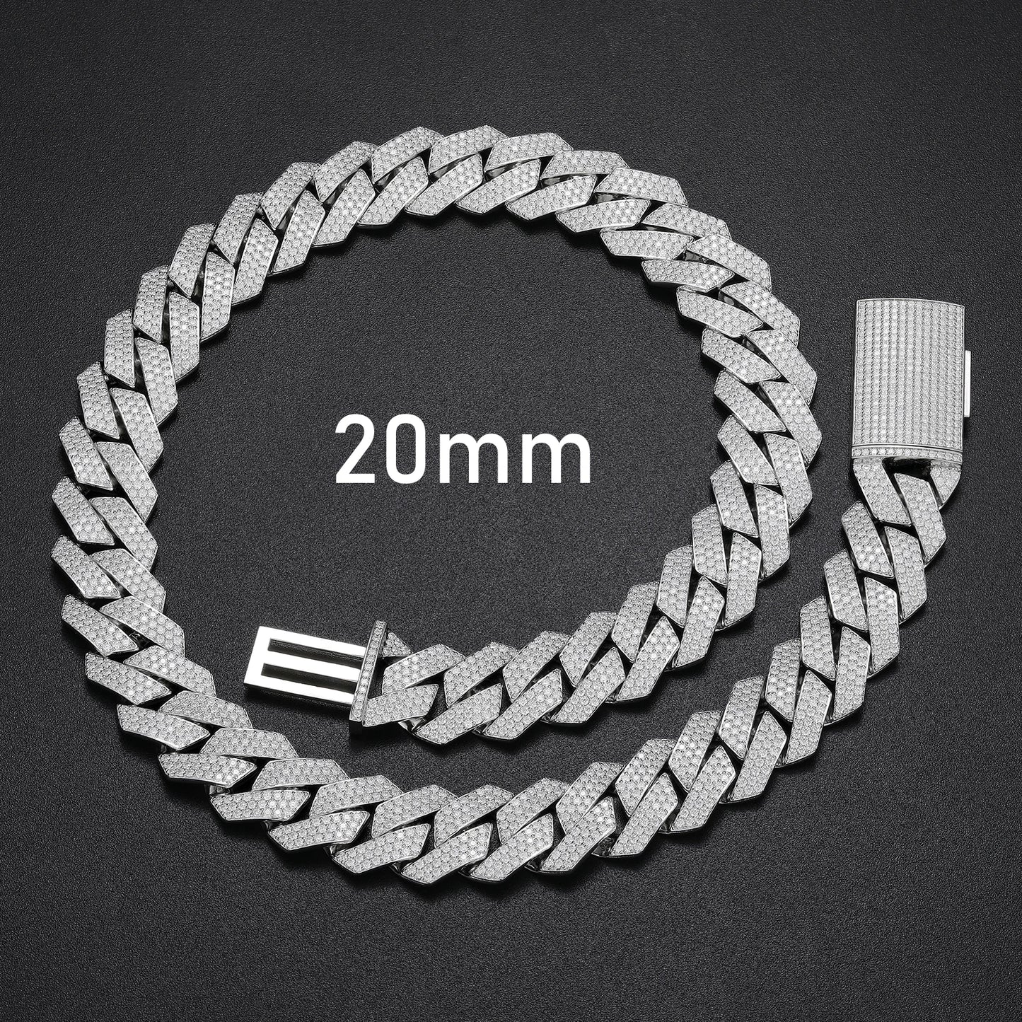 High Quality Cubana Hip Hop Jewelry 6-20mm 925 Sterling Silver VVS Moissanite Diamond Iced Out Cuban Link Chain Necklace for Men