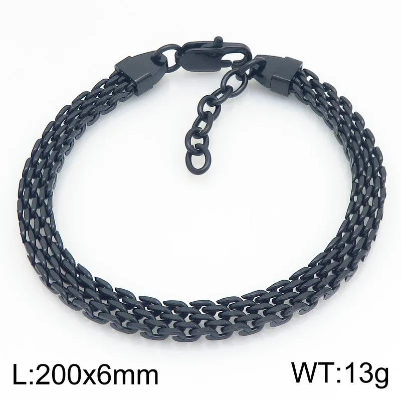 Kalen Fashion Mesh Chain Bracelet Trendy Versatile Facet Woven Chain with Extension Chain Stainless Steel Unisex Hand Jewelry