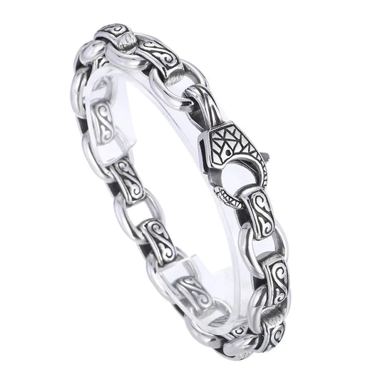 KALEN Men Stainless Steel Oval Links Bracelets With Vintage Patterns