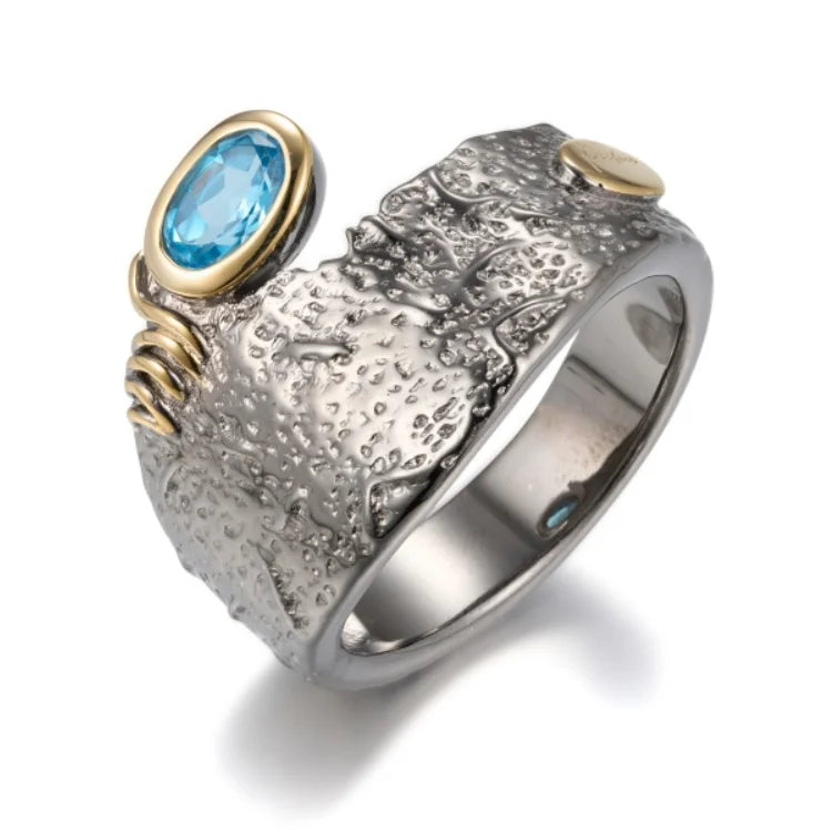 Fashionable Jewelry Wholesale Blue Topaz 925 Sterling Silver Rings