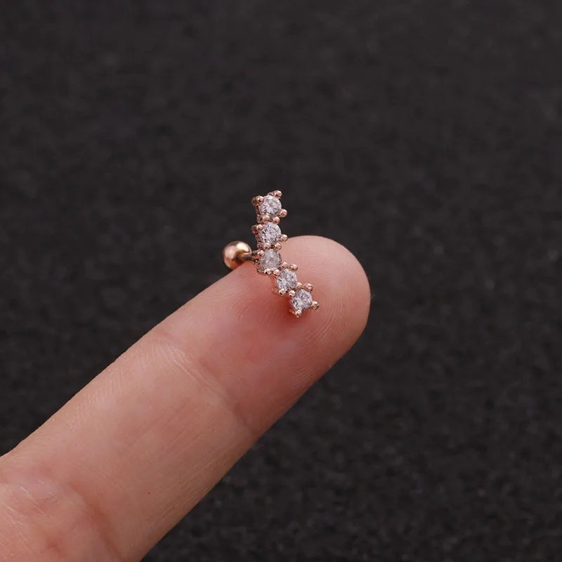 S&S 18K Gold Plated Zircon Stud Earrings | Stainless Steel Ear Bone Nail | S&S Collection