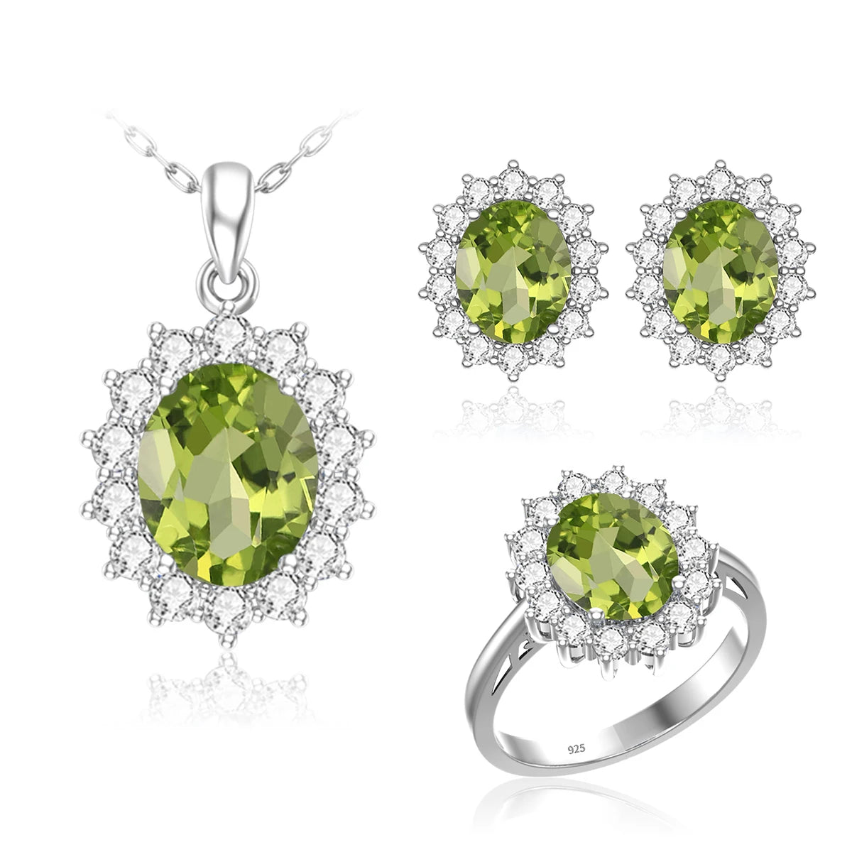 ArtistA Luxury Bridal Jewelry Set 925 Sterling Silver Sapphire Halo Ring Earrings Pendant for Women's Wedding Jewelry