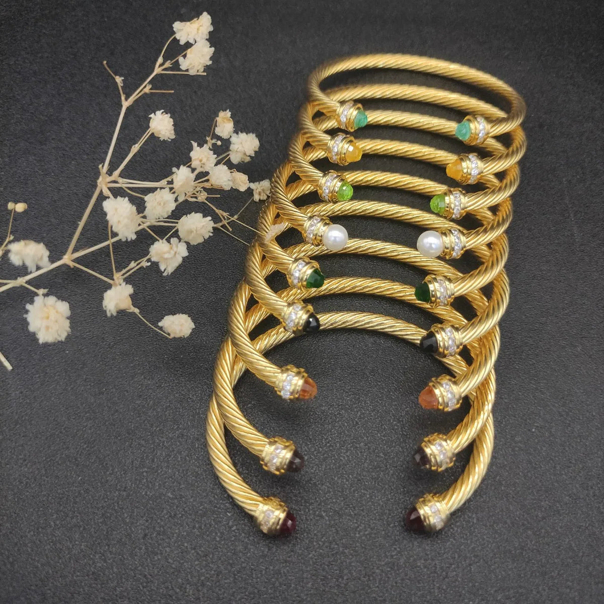 FASHIONISTA DY High-Quality 5mm Gold-Plated Diamond-Set Fashion Bracelet, Unisex Silver-Plated Diamond-Set Bracelet, Jewelry